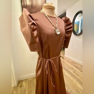 Faded Rose Color Filipiniana Dress with Puff Sleeves Corset Style with Tie Wais